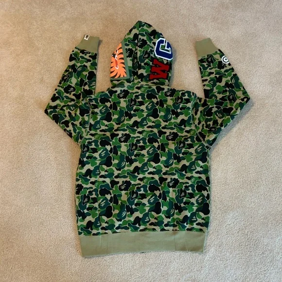 Bape Green Camo Shark Zip-Up Hoodie